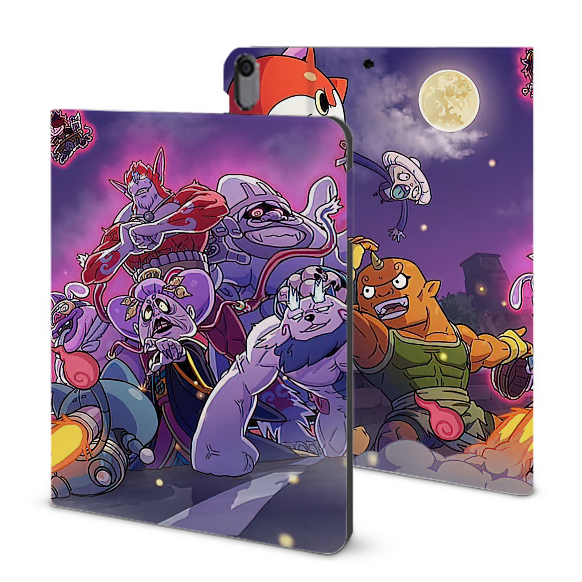 （画像用） 妖怪ウォッチ Yo-kai Watch IPad ケース ブック型 PUレザー TPU 耐衝撃 軽量 薄型 ペン収納なし 全面保護 IPad 各モデル対応